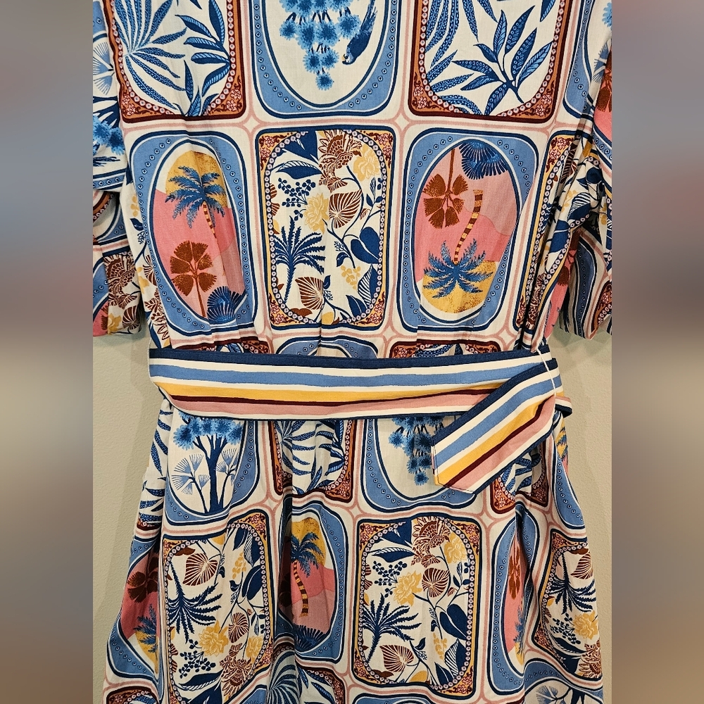 NWOT Joie Dress: Size- 12: Tropical Print: Balloon Sleeve: Belted - Picture 9 of 11
